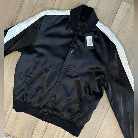 The Kooples Bomber jackets men's teddy M medium black NWT luxury streetwear - Picture 8 of 10